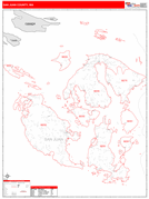 San Juan County, WA Digital Map Red Line Style